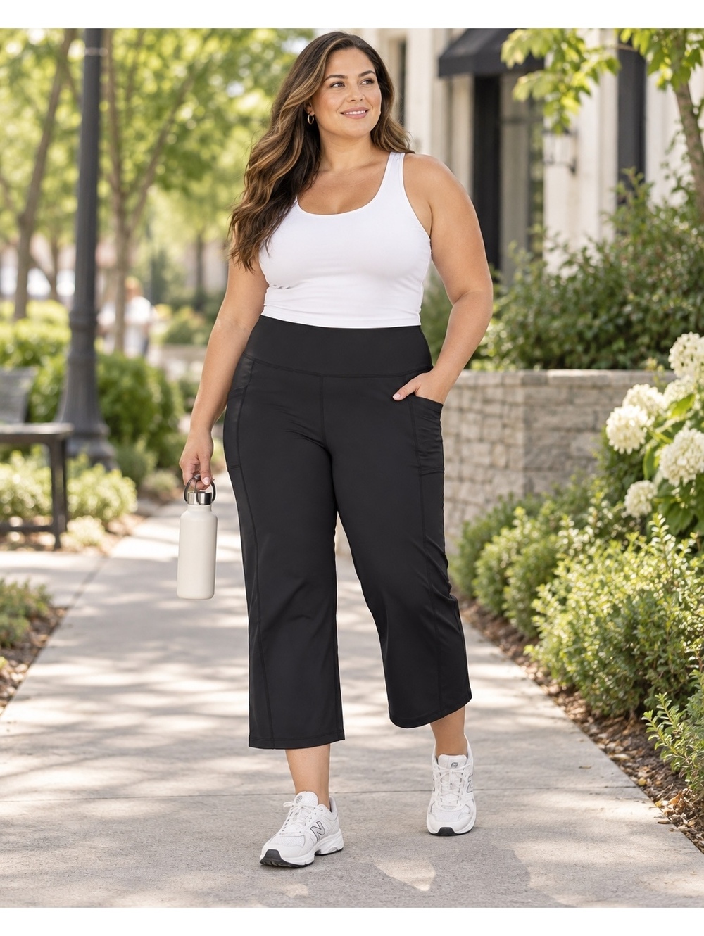 WILLIT Women's Black Capri Pants XXL Stretch Polyester Spandex